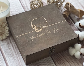 Skull, Personalized Wooden Box, Hallowen Gift, Gift For Friends, Custom Box, Keepsake Box, Memory Box, Personalized Gift, Boxes Wholesale