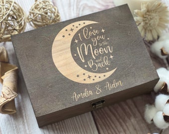 Love You To The Moon, Aangepaste doos, gepersonaliseerde houten doos, cadeau voor koppels, aandenken doos, memory box, verjaardag cadeau, dozen groothandel