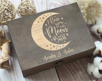Personalized Wooden Keepsake Box, Anniversary Gift, Engraved Memory Box