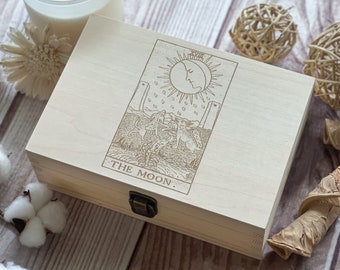 The Moon Tarot Card, Tarot Cards Box, Stash Box, Fortunetelling Magic Box, Mystery Box, Personalized Wooden Box, Boxes Wholesale, Custom Box