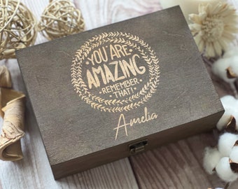 Je bent geweldig onthoud dat, gepersonaliseerde houten doos, aangepaste doos, cadeau voor beste vriend, aandenken doos, memory box, dozen groothandel