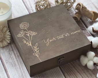 Сhamomile Flower, Daisy Love Box, Personalized Wooden Box, Box For Women, Memory Box, Gift For Her, Custom Box, Keepsake Boxes,