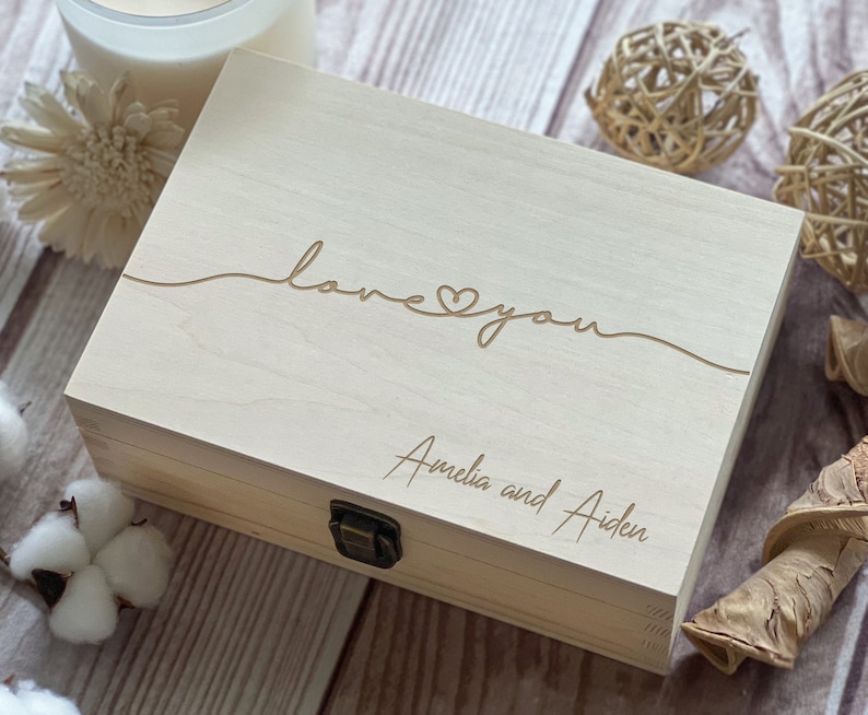 Love You, Personalized Wooden Box, Gift For Couples, Laser Engraved Custom Box, Keepsake Box, Memory Box, Personalized Gift, Boxes Wholesale image 4