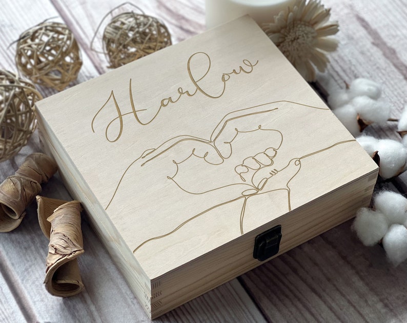 Capture the Magic of Newborn Days with a Customized Memory Box. Engraved Personalization & Beautiful Craftsmanship image 1