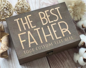 Caja de madera personalizada para guardar recuerdos, regalo grabado para papá