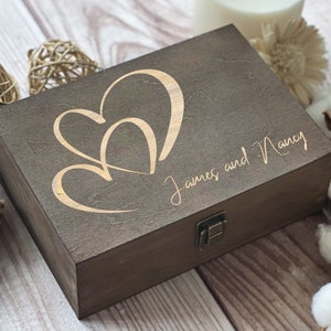 Hearts, Personalized Wooden Box, Wedding Gift, Gift For Couple, Anniversary Gift, Boxes Wholesale, Custom Box, Keepsake Box, Memory Box
