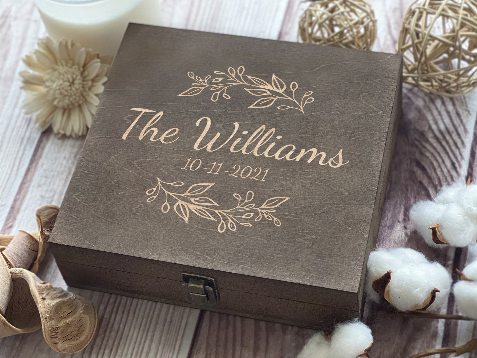 Personalized Wooden Keepsake Box, Engraved Wedding Gift - Etsy