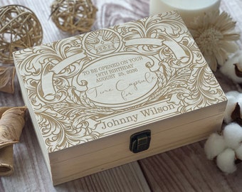 To Open on Your 18th Birthday: Engraved 1st Birthday Time Capsule, Baby's Keepsake Box, Wedding Anniversary Gift