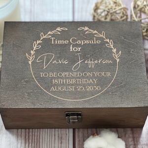 To Open on Your 18th Birthday: Engraved 1st Birthday Time Capsule, Baby&#39;s Keepsake Box, Wedding Anniversary Gift