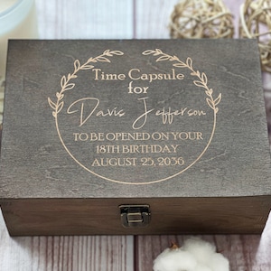 To Open on Your 18th Birthday: Engraved 1st Birthday Time Capsule, Baby's Keepsake Box, Wedding Anniversary Gift