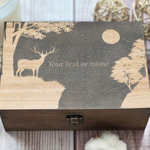 Deer In Forest Personalized Wooden Keepsake Box