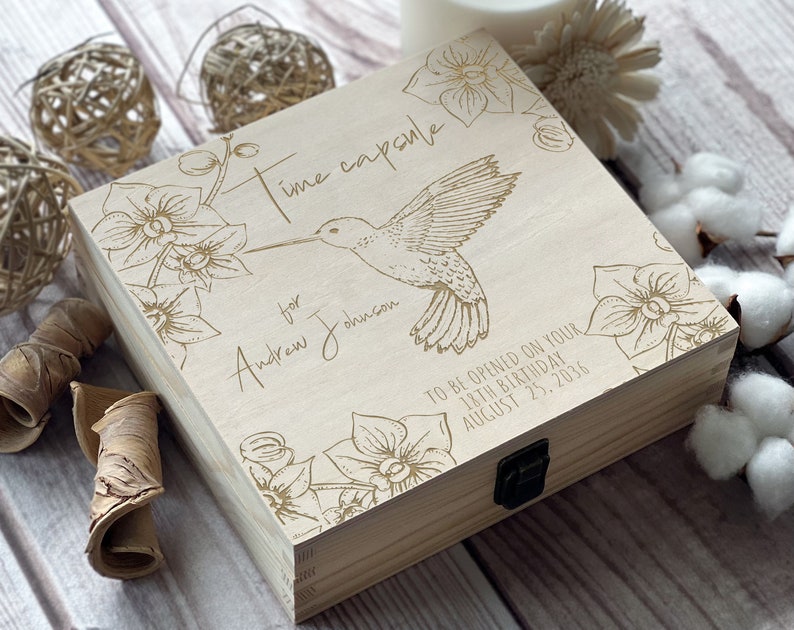 Preserve Precious Moments: Personalized Wooden Baby Memory Box. Engrave Name & Date for Lasting Memories image 1