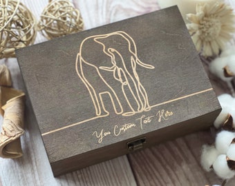 Elephant, Personalized Wooden Box, Gift For The Best Friend, Laser Engraved Custom Box, Keepsake Box, Memory Box, Boxes Wholesale