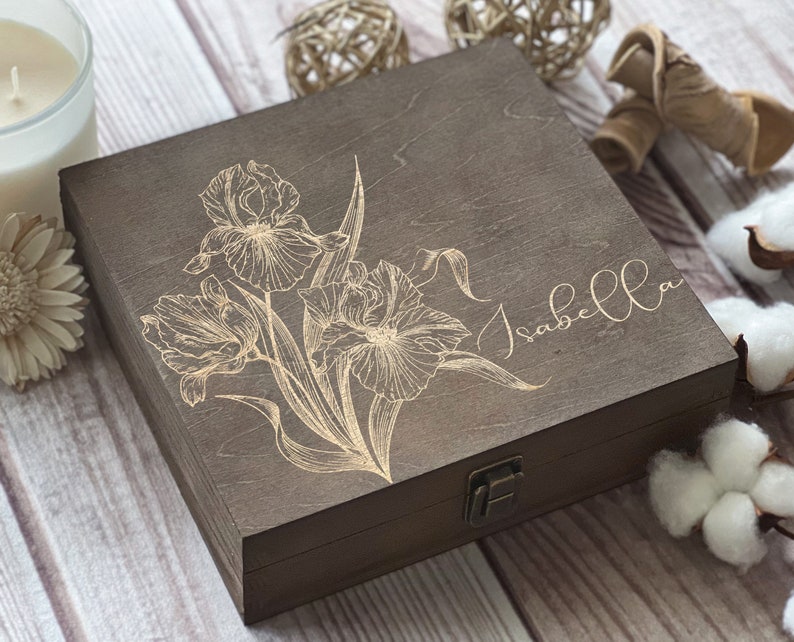 Personalized Wooden Box with Engraving Bridesmaid Gifts, Birthday Gifts for Her, Jewelry Organizer image 5