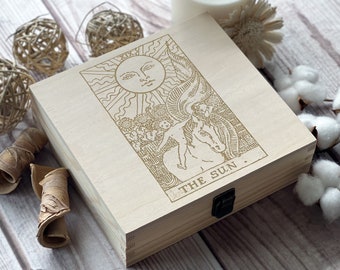 The Sun Tarot Card, Tarot Cards Box, Stash Box, Fortunetelling, Magic Box, Mystery Box, Personalized Wooden Box, Boxes Wholesale, Custom Box