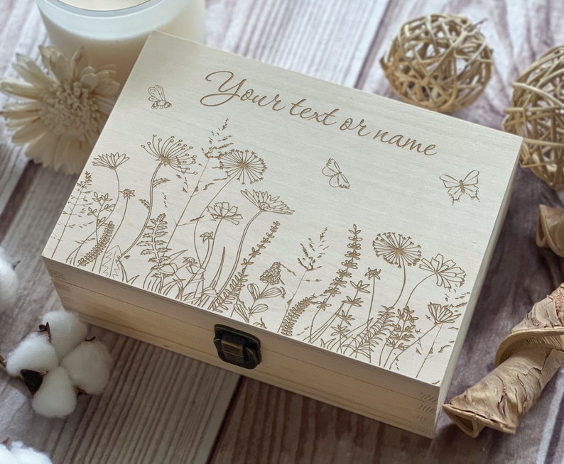 Flowers And Butterflies, Personalized Wooden Box, Love, Gift For Women, Friend Gift, Boxes Wholesale, Custom Box, Keepsake Box, Memory Box image 6