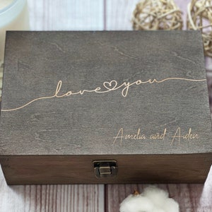 Love You, Personalized Wooden Box, Gift For Couples, Laser Engraved Custom Box, Keepsake Box, Memory Box, Personalized Gift, Boxes Wholesale image 2