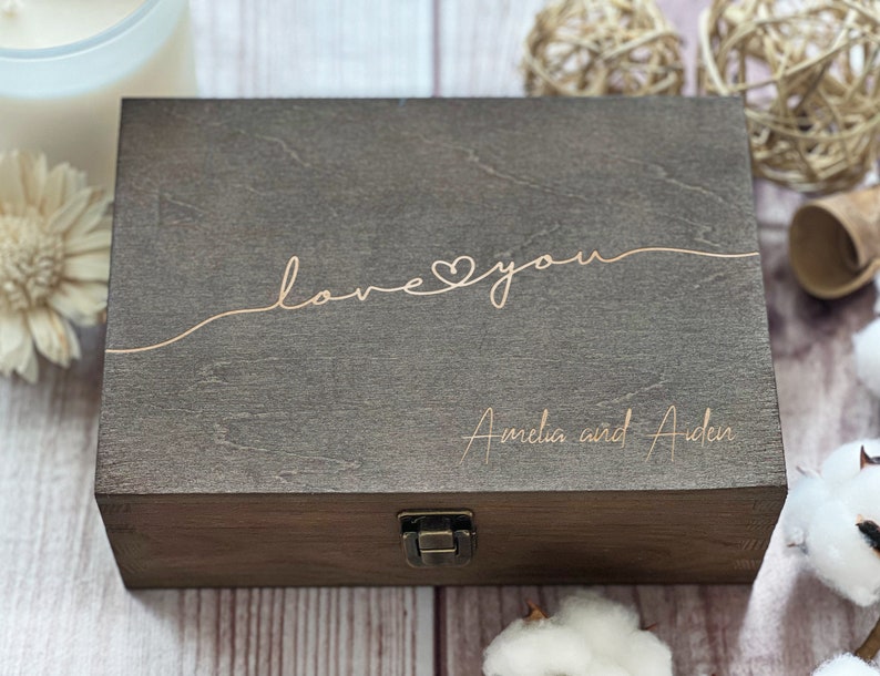 Love You, Personalized Wooden Box, Gift For Couples, Laser Engraved Custom Box, Keepsake Box, Memory Box, Personalized Gift, Boxes Wholesale image 2