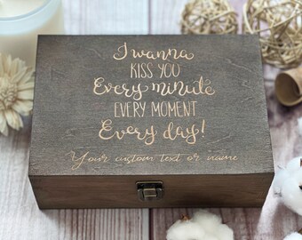 Personalized Wooden Keepsake Box: Engraved Memory Box, Love Gift