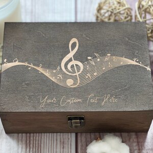 Music, Art, Personalized Wooden Box, Gift For Friend, Personalized Gift, Store Concert Tickets, Custom Box, Keepsake Box, Memory Box image 2