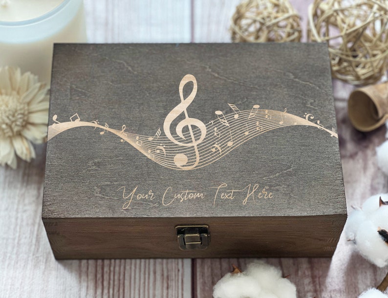 Music, Art, Personalized Wooden Box, Gift For Friend, Personalized Gift, Store Concert Tickets, Custom Box, Keepsake Box, Memory Box image 2