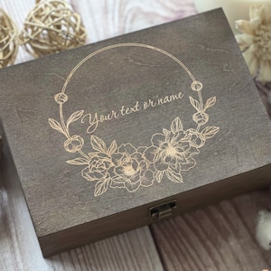 Peony Flower, Personalized Wooden Box, Flower Gift Box, Memory Box, Love Box, Gift For Mother, Custom Box, Keepsake Box, Boxes Wholesale image 5