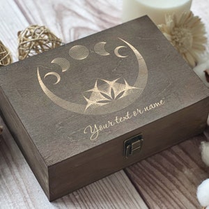 Moon Phases Personalized Wooden Keepsake Box