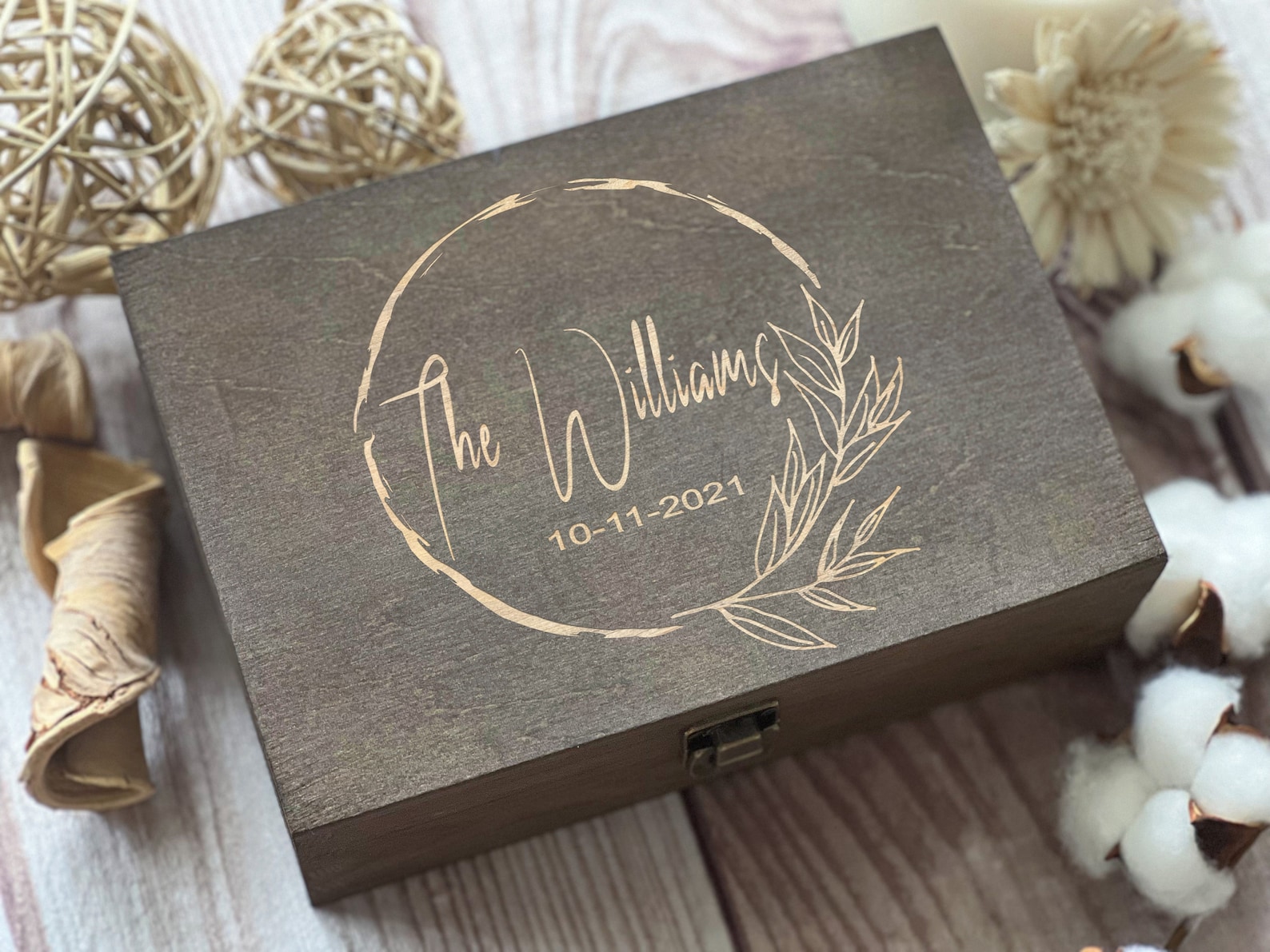 Personalized Wooden Wedding Box: Engraved Keepsake Memory Box - Etsy