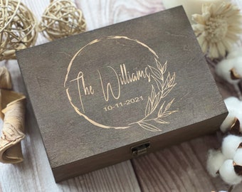 Wedding Box, Personalized Wooden Box, Anniversary Gift, Bridesmaids Gift, Couple Gift, Boxes Wholesale, Custom Box, Keepsake Box Memory Box