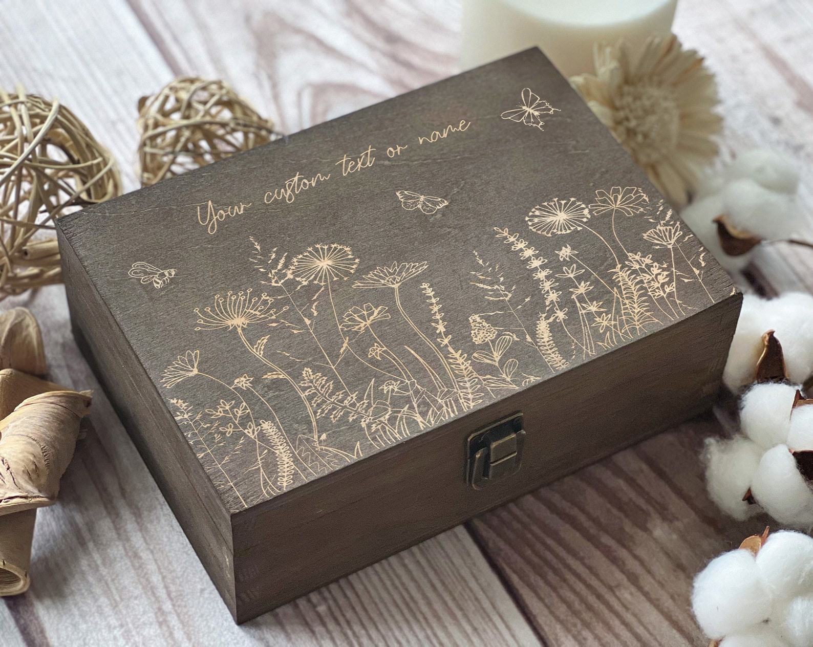 Flowers and Butterflies Personalized Wooden Box Love Gift - Etsy