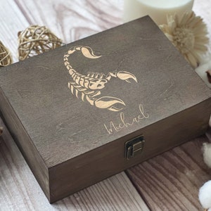Scorpion, Personalized Wooden Box, Gift For Boyfriend, Gift For Friend, Zodiac Gift, Boxes Wholesale, Custom Box, Keepsake Box, Memory Box