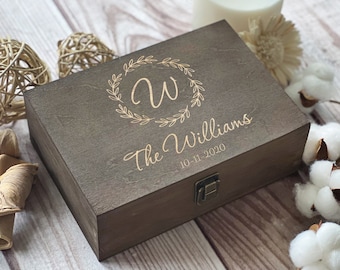 Personalized Wooden Keepsake Box, Engraved Wedding Gift