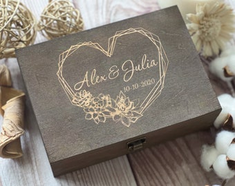 Liefde Box, gepersonaliseerde houten doos, verjaardagscadeau, huwelijksgeschenk, paar cadeau, dozen groothandel, aangepaste doos, aandenken box memory box
