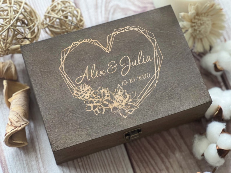 Love Box, Personalized Wooden Box, Anniversary Gift, Wedding Gift, Couple Gift, Boxes Wholesale, Custom Box, Keepsake Box Memory Box image 1