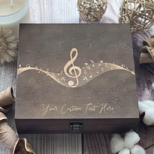 Music, Art, Personalized Wooden Box, Gift For Friend, Personalized Gift, Store Concert Tickets, Custom Box, Keepsake Box, Memory Box image 4