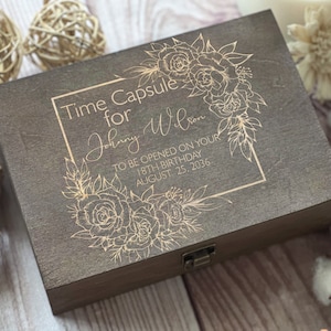 Engraved Keepsake Box: 1st Birthday Time Capsule, Baby&#39;s Memory Box, Wedding Anniversary Gift | To Open on Your 18th Birthday