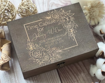 Engraved Keepsake Box: 1st Birthday Time Capsule, Baby's Memory Box, Wedding Anniversary Gift | To Open on Your 18th Birthday