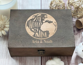 The World Is Mine, Keepsake Box, Custom Box, Adventure, Gift For Couples, Photo Box, Personalized Wooden Box, Memory Box, Boxes Wholesale