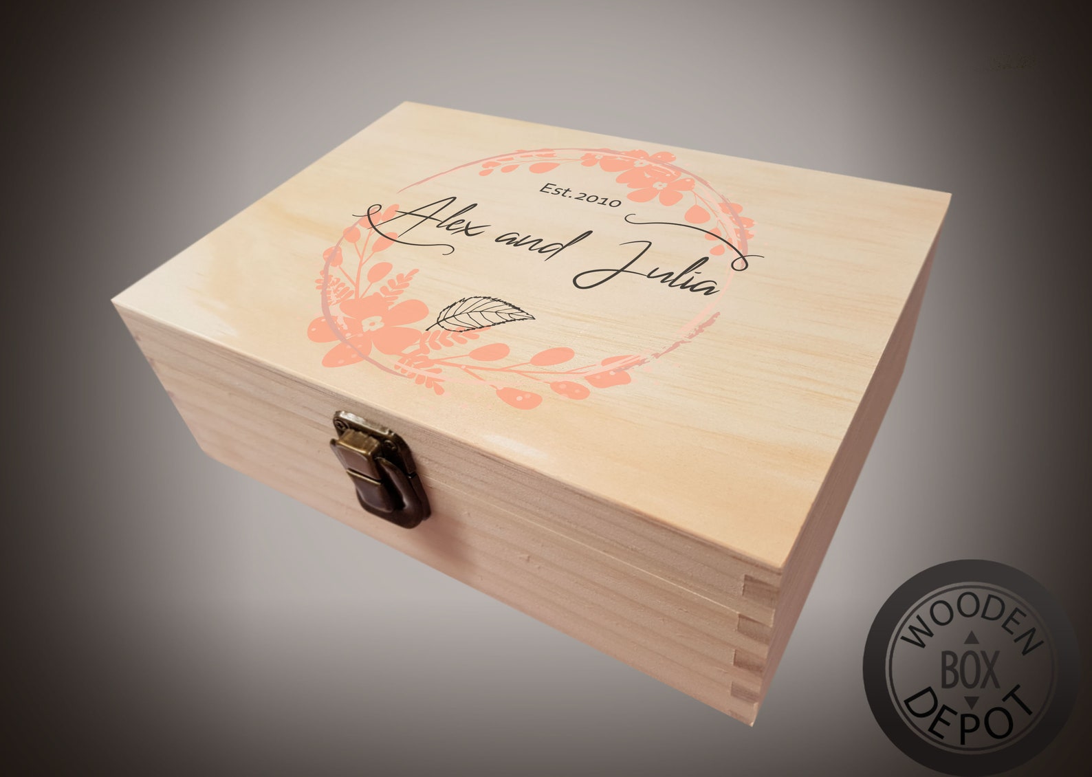 Box für Paare personalisierte Holzbox Blumenkranz Etsy