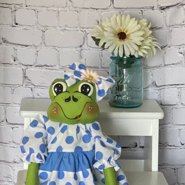 Handmade Frog Doll Primitive Country Farmhouse Rustic Fabric Home Decor
