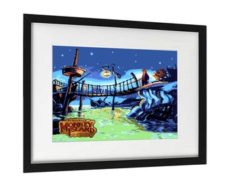 Monkey Island 2 Retro Videospiele Poster, A3 Größe (16,5x11,7in). Wand Kunst Druck für Mancave oder Spielzimmer. Amiga Nostalgie.