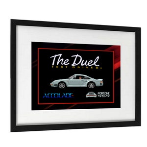 The Duel Test Drive II, Retro Amiga Game Poster, A3 Size Print (16.5x11.7in), Wall Art for Mancave or Games Room. Porsche 959. A500 Mini.