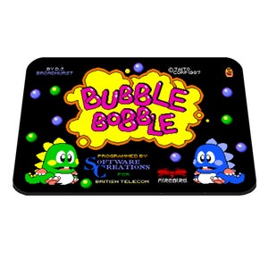Bubble Bobble - Mousemat | mousepad - Amiga - C64 - Sinclair - 3 Sizes (18x22cm, 20x28cm, 30x39cm) - Games Room - Office - Mancave