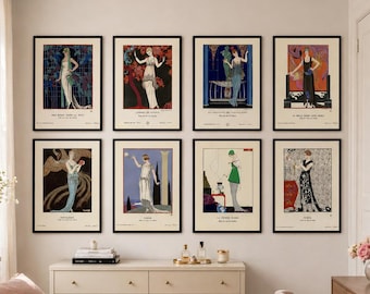 George Barbier Art Deco Wall Art Gazette du Bon Ton Prints Vintage French Fashion Illustration Poster Set Paris Decor