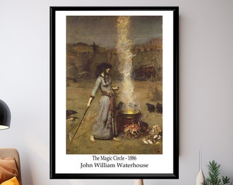 The Magic Circle By John William Waterhouse Art Print Vintage Witch Poster