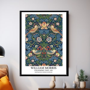 Poster di William Morris Strawberry Thief, stampa Art Nouveau vintage, arte murale con uccelli floreali, decorazioni artistiche e artigianali, poster da cucina, idea regalo