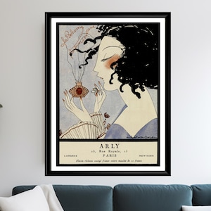 Vintage Perfume Poster, Gazette du Bon Ton 1921 Art Deco Print, Retro Beauty Decor, Elegant French Advertising Art, Dressing Rooms Decor