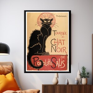 Poster Le Chat Noir, stampa artistica francese vintage gatto, decorazione da parete Théophile Steinlen Paris Cabaret, riproduzione Art Nouveau gatto nero Boho