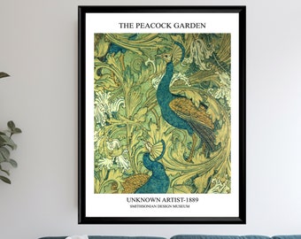 Peacock Garden Poster Vintage Art Nouveau Birgs Ornament Print Home Wall Decor Gift Idea For Her