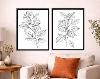 Arte mural botánico abstracto, estampados florales neutros, arte floral minimalista moderno, decoración del hogar en tonos beige y naranja, arte mural imprimible.